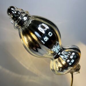 Vintage Handblown Glass Silver Tree Topper. Internally Coated With Silver Paint